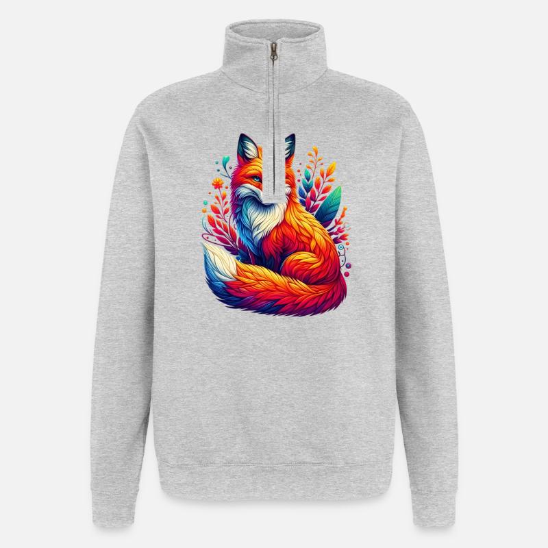 Fuchs - Quarter-Zip-Sweatshirt - Grau meliert