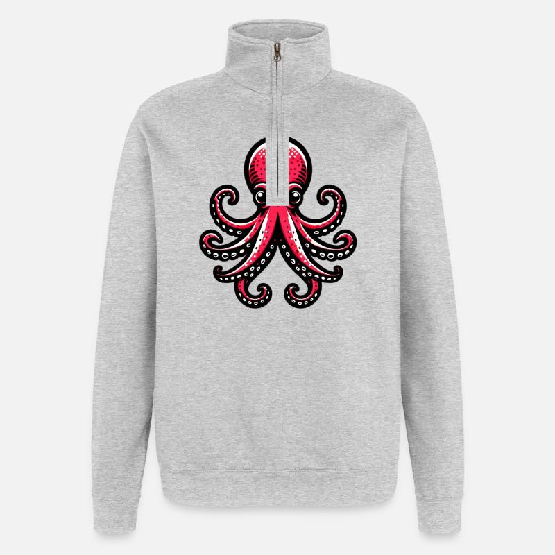 Octopus - Quarter-Zip Sweatshirt - heather grey