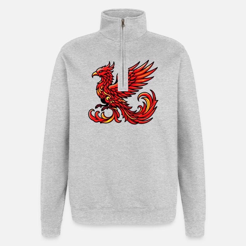 Roter Phönix - Quarter-Zip-Sweatshirt - Grau meliert