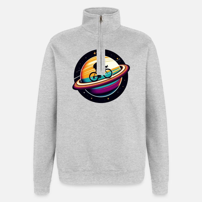 Radfahrer auf dem Saturn - Quarter-Zip-Sweatshirt - Grau meliert
