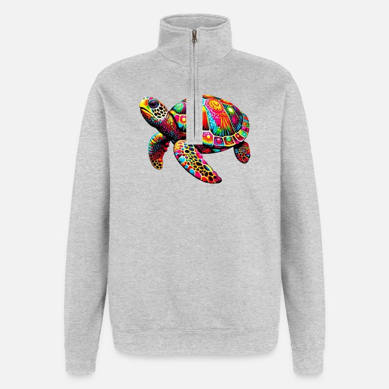 Tortue - Sweat à zip 1/4 - gris chiné