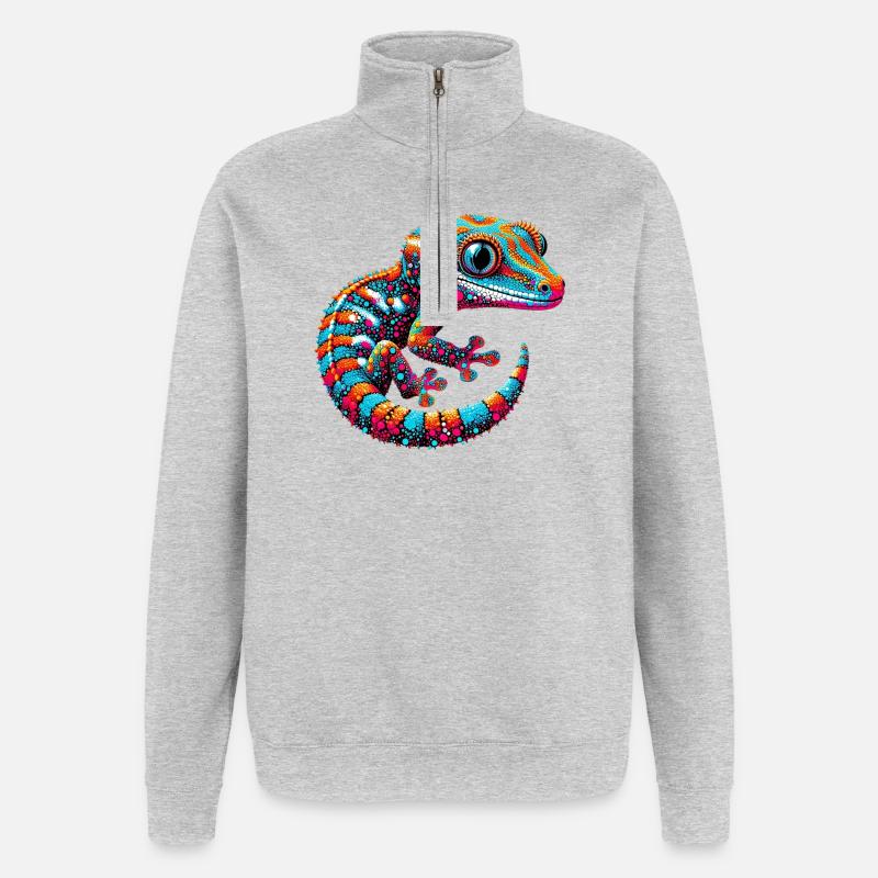 Gecko - Sweat à zip 1/4 - gris chiné