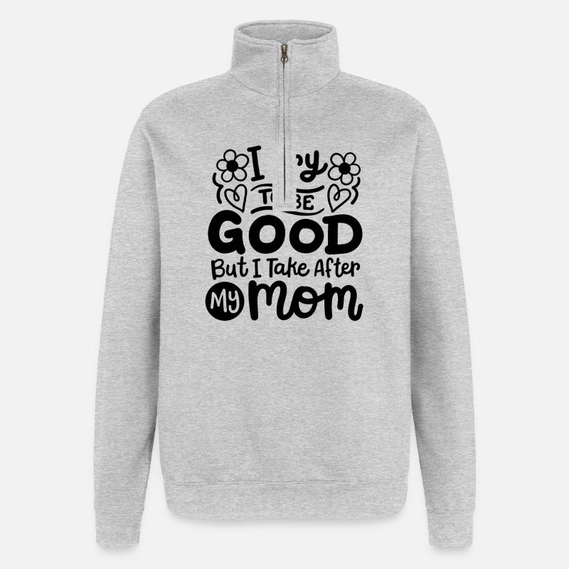 Mutter Tochter Sohn Kinder - Quarter-Zip-Sweatshirt - Grau meliert