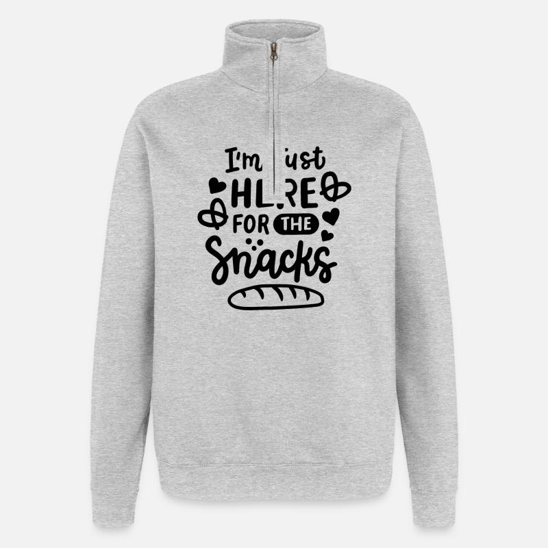 Snacks Lustige Sprüche - Quarter-Zip-Sweatshirt - Grau meliert