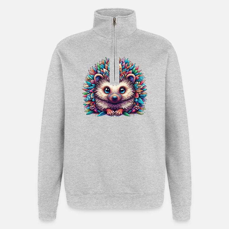 Igel - Quarter-Zip-Sweatshirt - Grau meliert