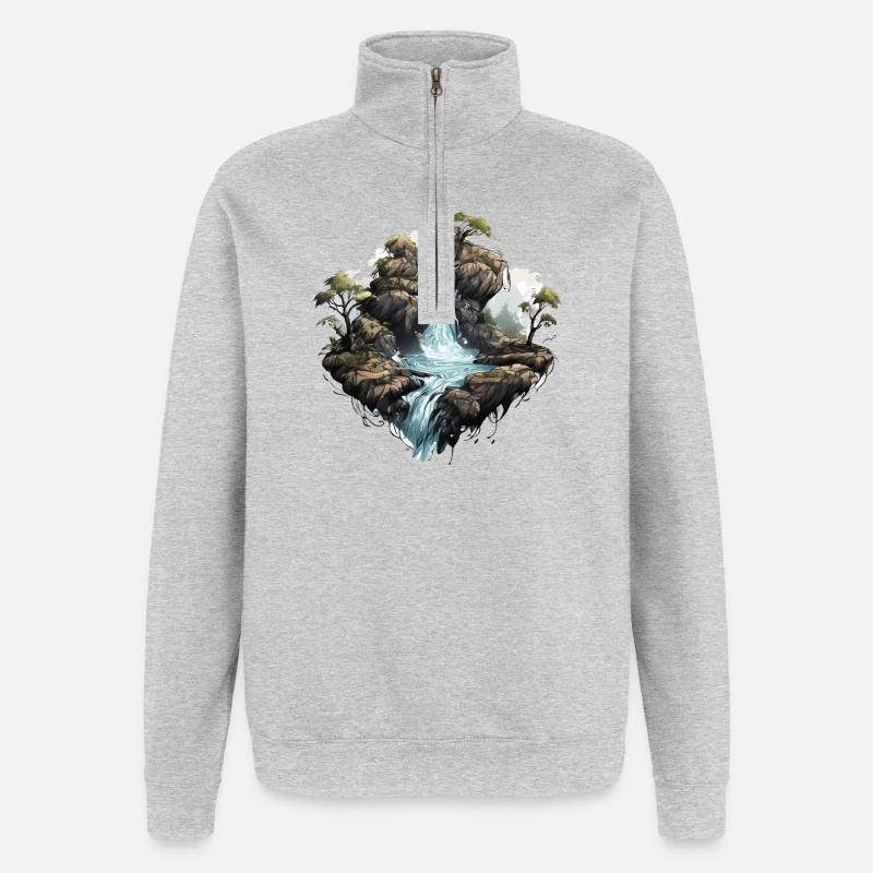 Waterfall 01 - Quarter-Zip Sweatshirt - heather grey