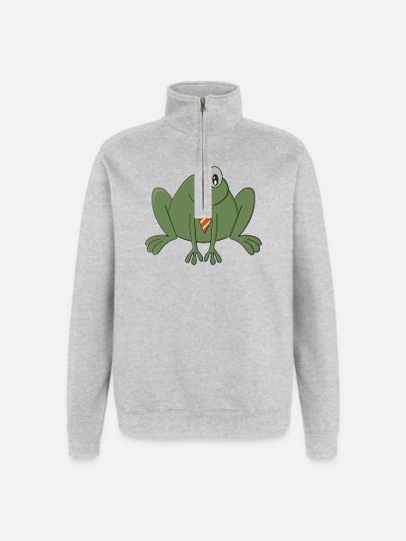 Frog with a tie - Quarter-Zip Sweatshirt - heather grey