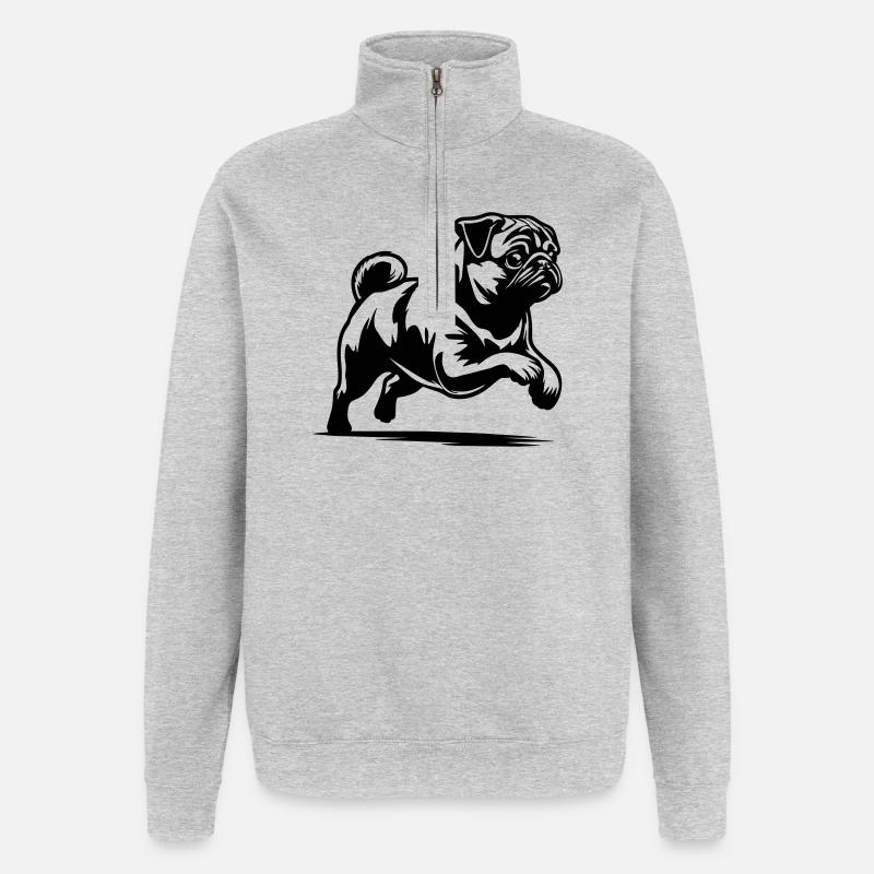 Carlin - Sweat à zip 1/4 - gris chiné