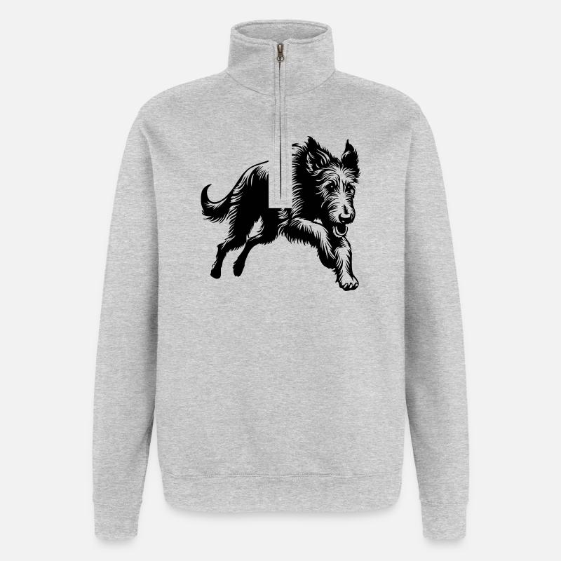 Irish Wolfhound - Sweat à zip 1/4 - gris chiné