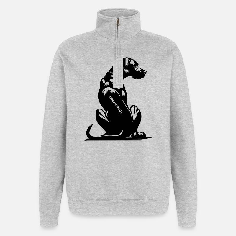 Rhodésian Ridgeback - Sweat à zip 1/4 - gris chiné