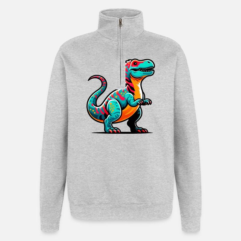 Dinosaurier - Quarter-Zip-Sweatshirt - Grau meliert