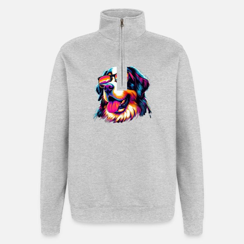 Bouvier bernois - Sweat à zip 1/4 - gris chiné