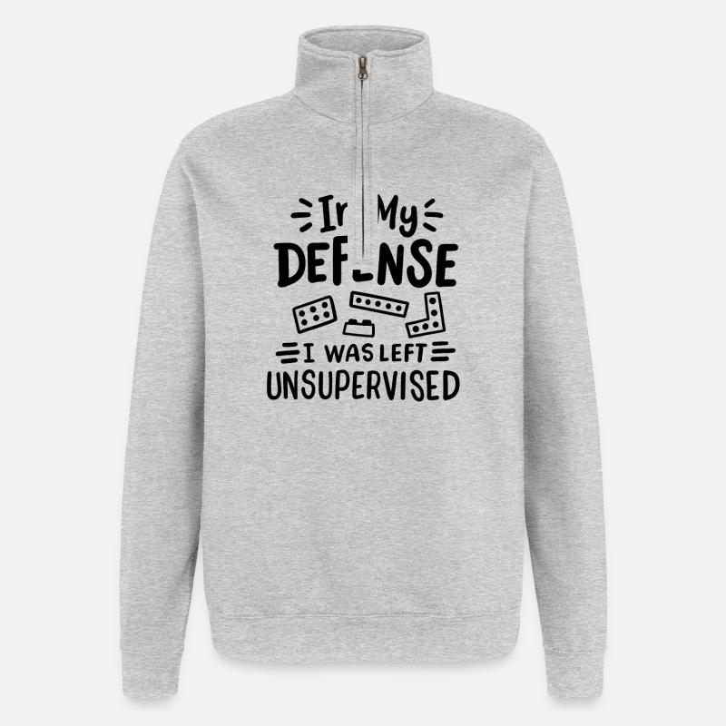 lustige Sprüche Zitate - Quarter-Zip-Sweatshirt - Grau meliert