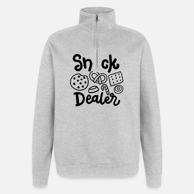 Snacks Essen Snack - Quarter-Zip-Sweatshirt - Grau meliert