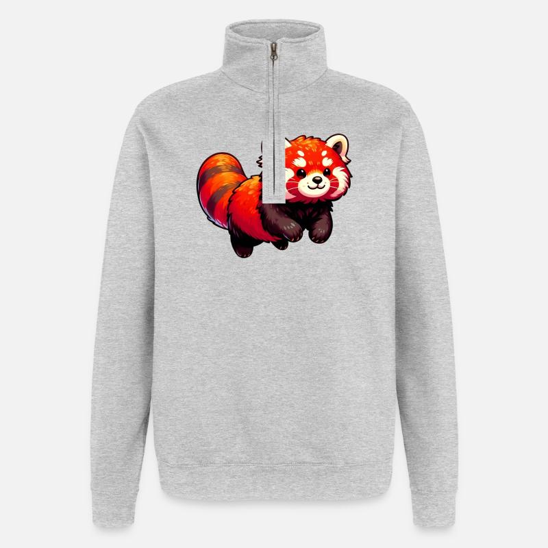 Red panda - Quarter-Zip Sweatshirt - heather grey