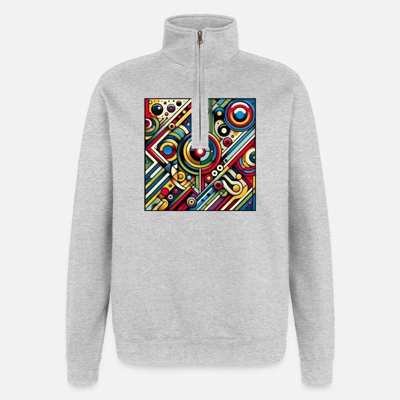 Neon Geometry — Circuit Pop - Quarter-Zip-Sweatshirt - Grau meliert