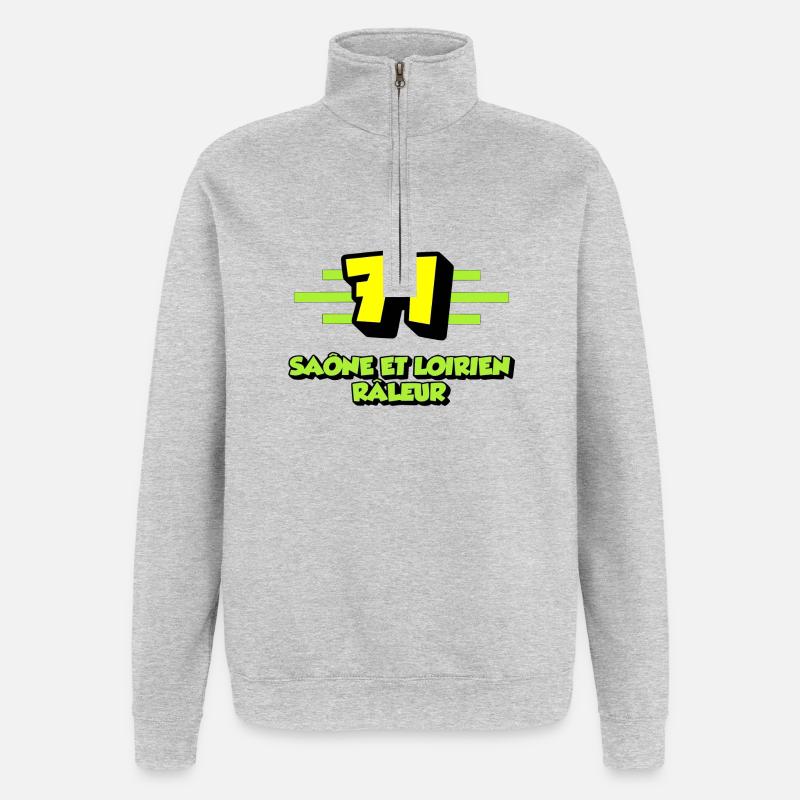 Saône et Loirien râleur - Sweat à zip 1/4 - gris chiné