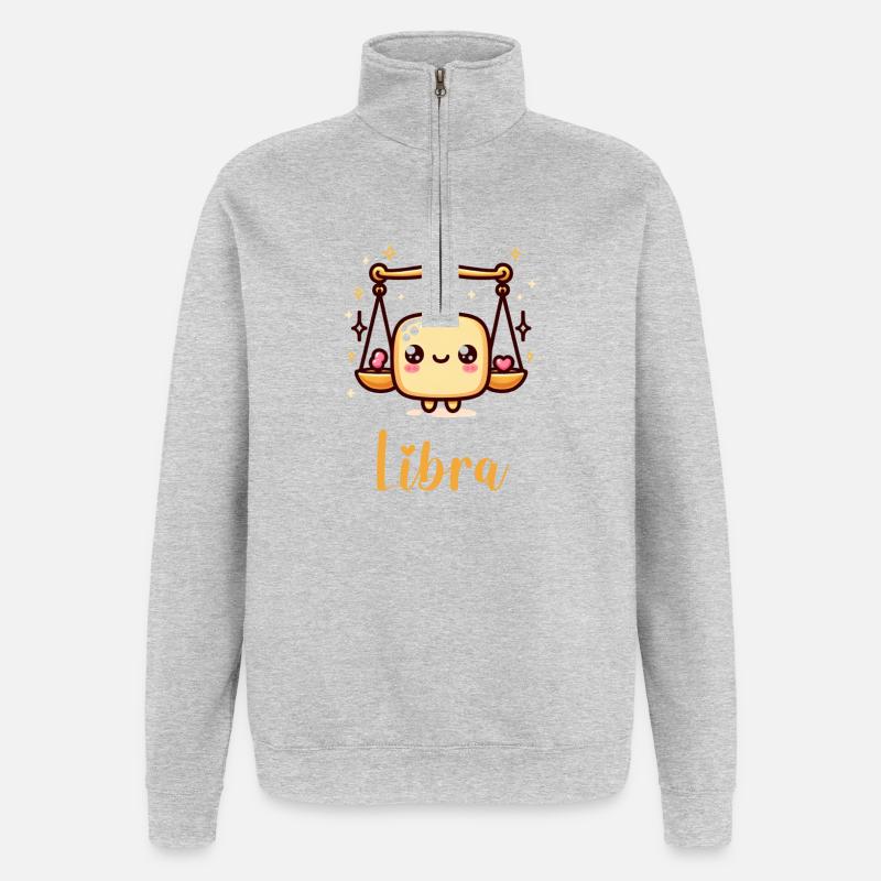 Süße Libra Sternzeichen Astrologie Geschen - Quarter-Zip-Sweatshirt - Grau meliert