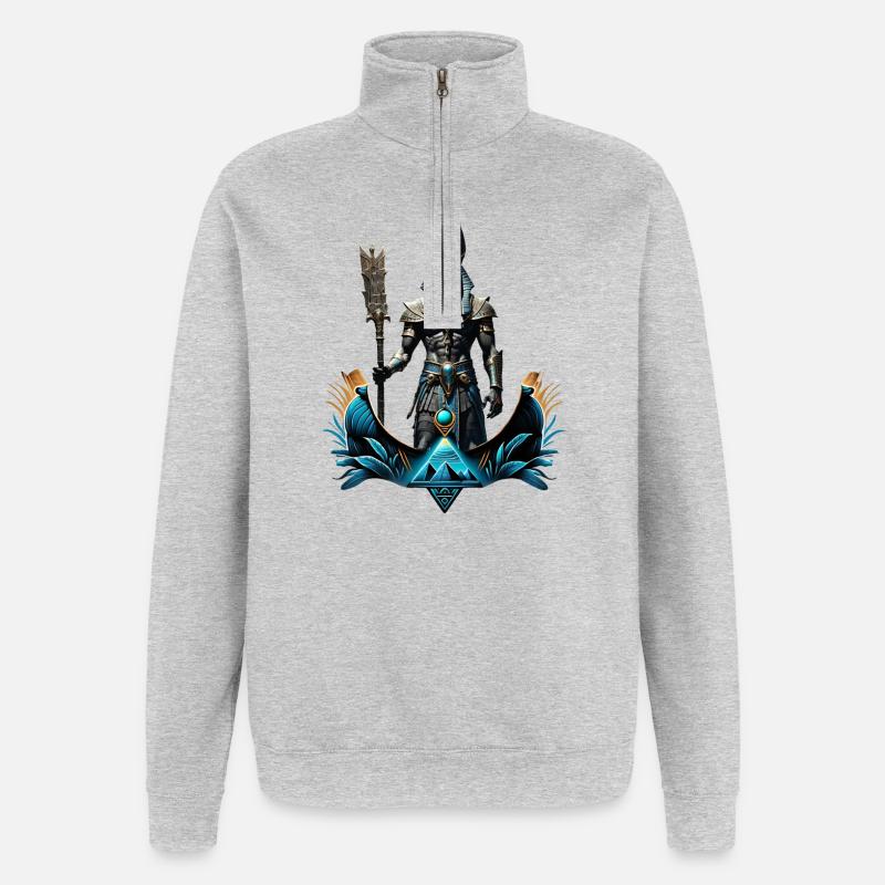 Anubis, der Gott der Toten. - Quarter-Zip-Sweatshirt - Grau meliert