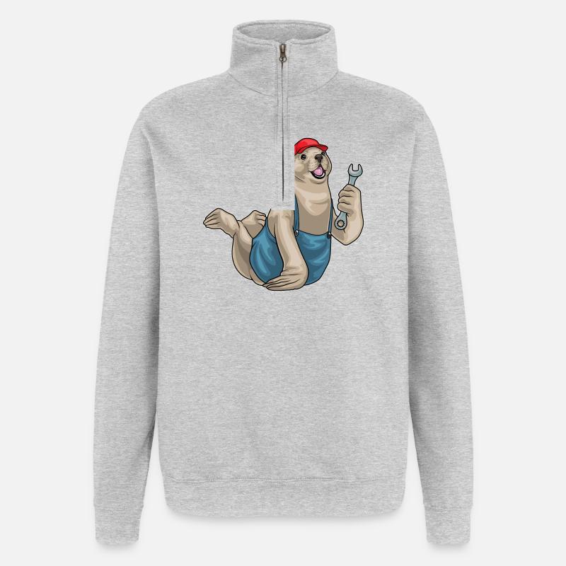Clé mécanique de joint - Sweat à zip 1/4 - gris chiné