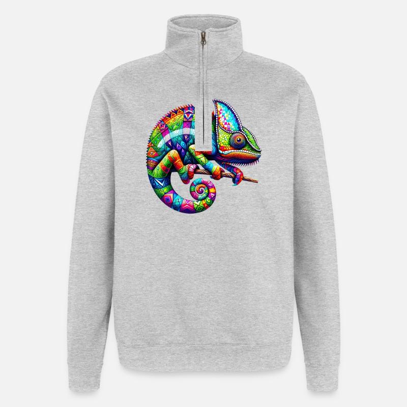 Caméléon - Sweat à zip 1/4 - gris chiné