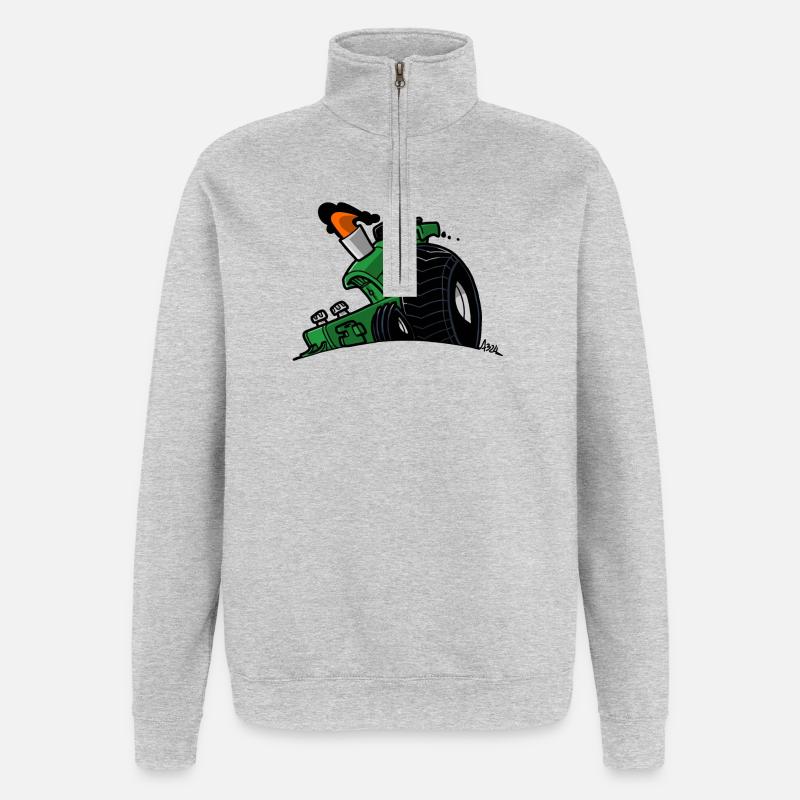 1292 DRAWSMALL GRÜN - Quarter-Zip-Sweatshirt - Grau meliert