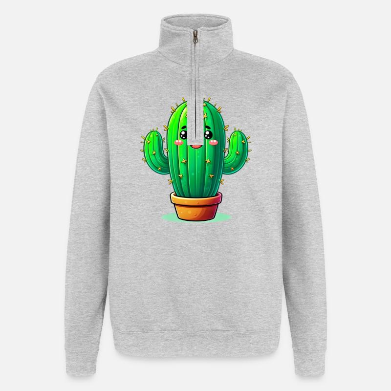 Cactus - Sweat à zip 1/4 - gris chiné
