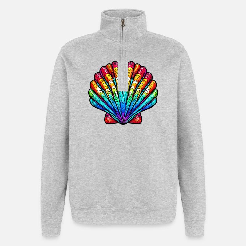 Muschel - Quarter-Zip-Sweatshirt - Grau meliert