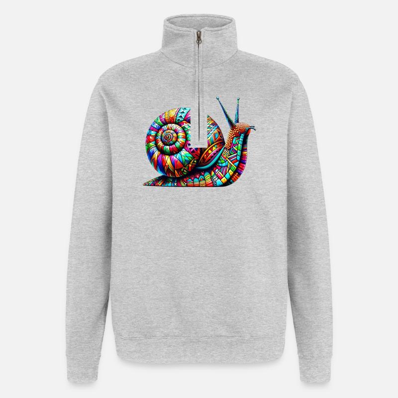 Escargot - Sweat à zip 1/4 - gris chiné