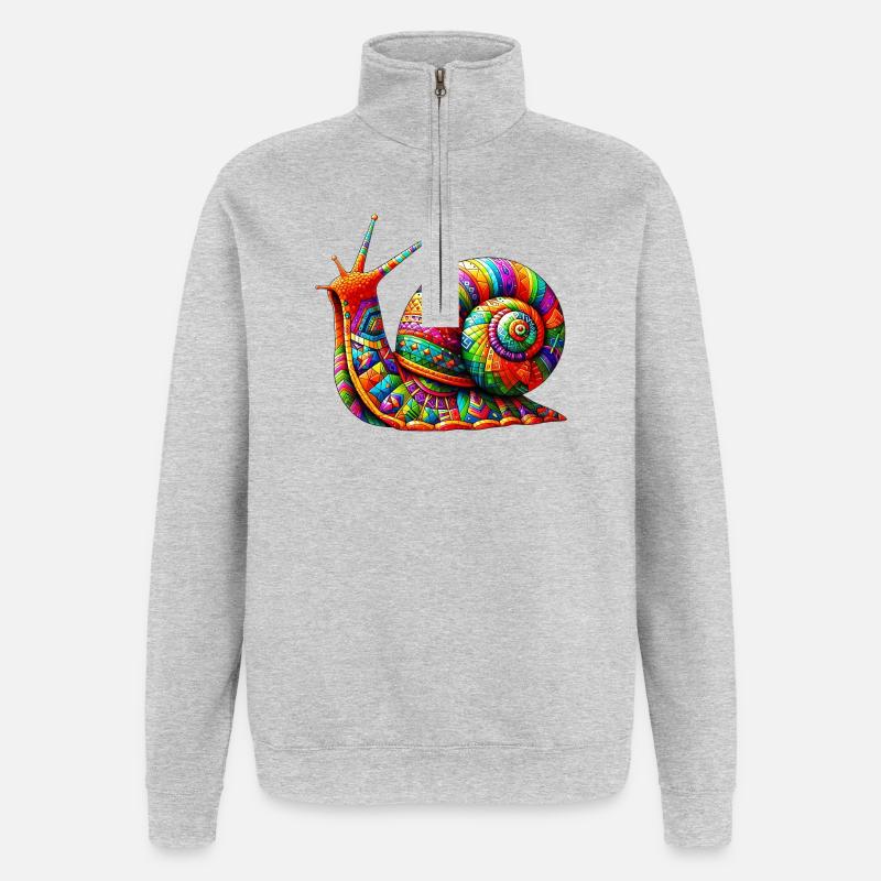 Escargot - Sweat à zip 1/4 - gris chiné