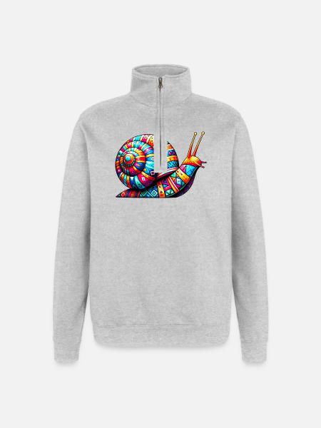 Escargot - Sweat à zip 1/4 - gris chiné
