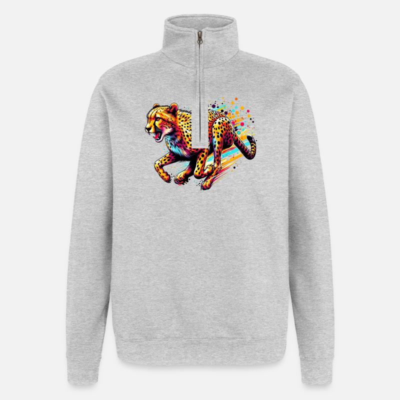 Guépard - Sweat à zip 1/4 - gris chiné