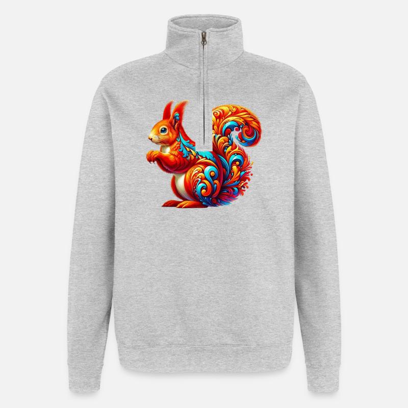 Écureuil - Sweat à zip 1/4 - gris chiné