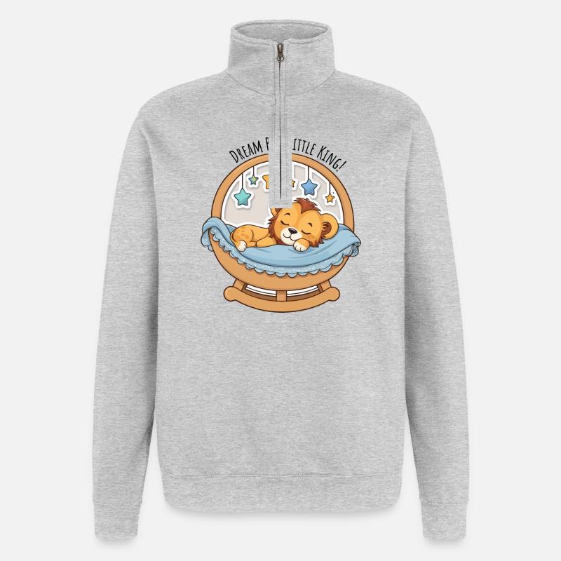 Lion dans le mobile stellaire - Sweat à zip 1/4 - gris chiné