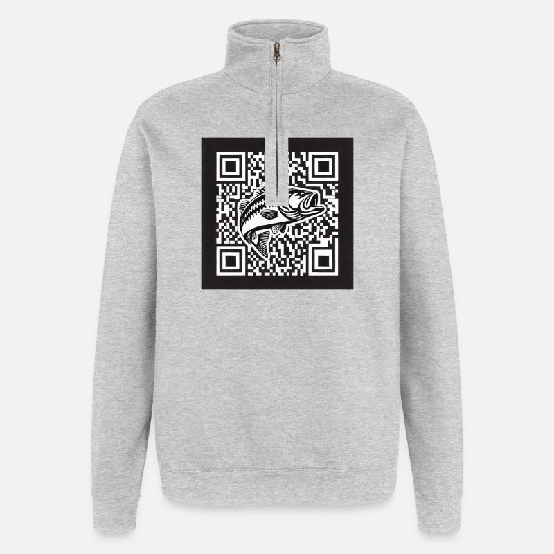 Design de code QR Perch - Sweat à zip 1/4 - gris chiné