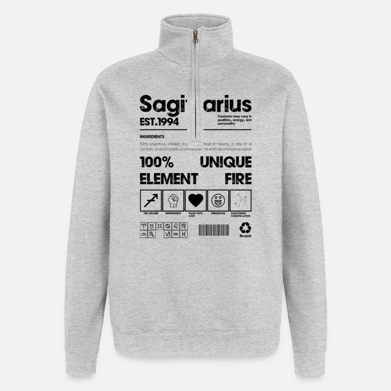 Black Minimal Square - Quarter-Zip Sweatshirt - heather grey