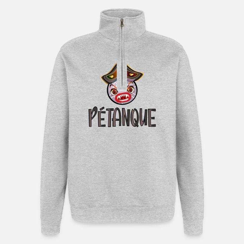 Pétanque Boules Pirat - Kostüm - Quarter-Zip-Sweatshirt - Grau meliert