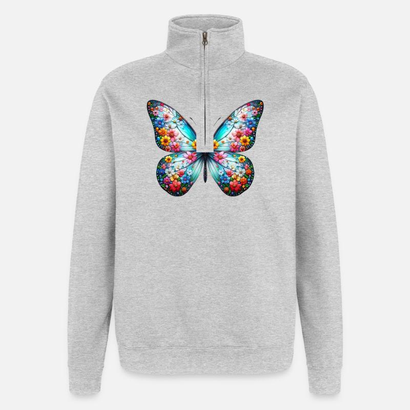 Papillon - Sweat à zip 1/4 - gris chiné