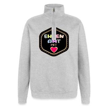 DANKE EHRENAMT HERZ - Quarter-Zip-Sweatshirt - Grau meliert - Vorne - AI Model Female 172 light (172cm) & AI Model Male 178 dark (178cm)