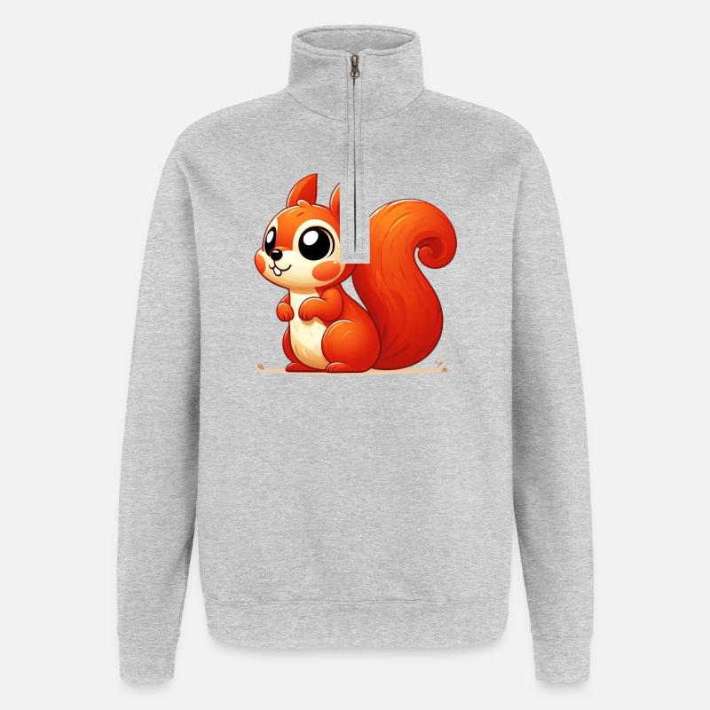 Écureuil - Sweat à zip 1/4 - gris chiné