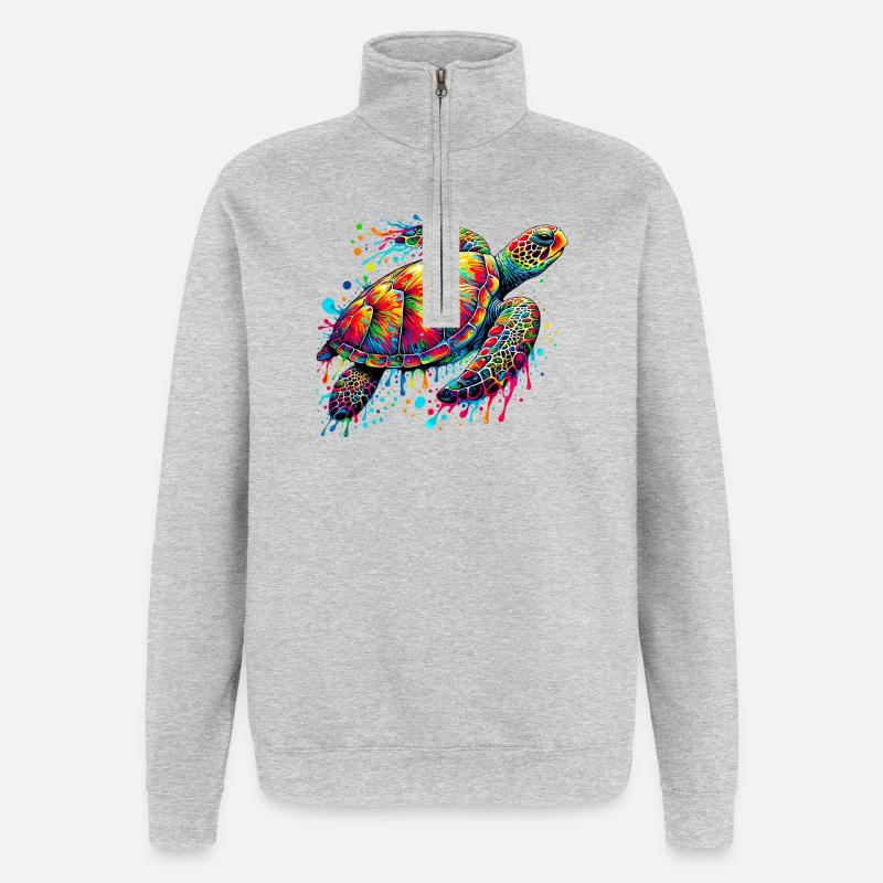 Tortue - Sweat à zip 1/4 - gris chiné