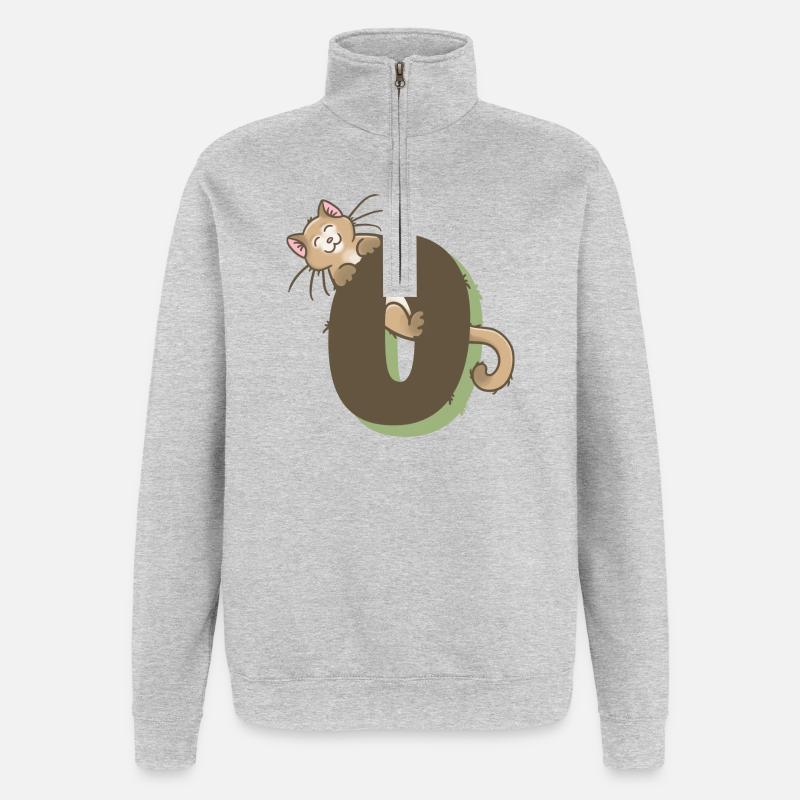 Numéro de chat : 0 - Sweat à zip 1/4 - gris chiné