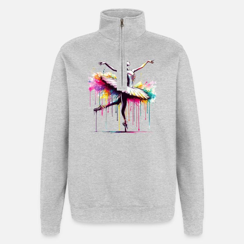 Danseuse de ballet avec tutu - Sweat à zip 1/4 - gris chiné