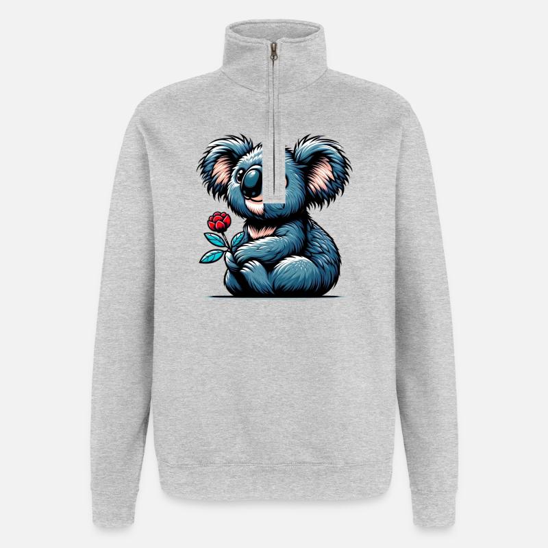 Koala - Sweat à zip 1/4 - gris chiné
