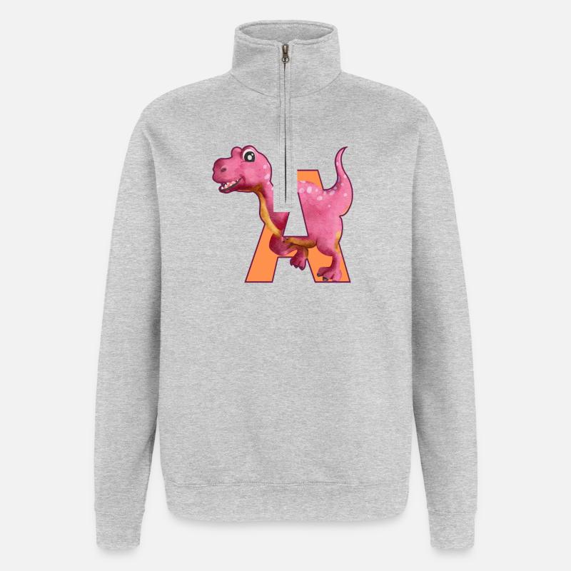 A - DINOSAUR, customizable - Quarter-Zip Sweatshirt - heather grey
