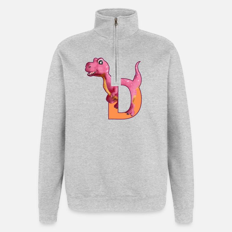 D - DINOSAUR, customizable - Quarter-Zip Sweatshirt - heather grey
