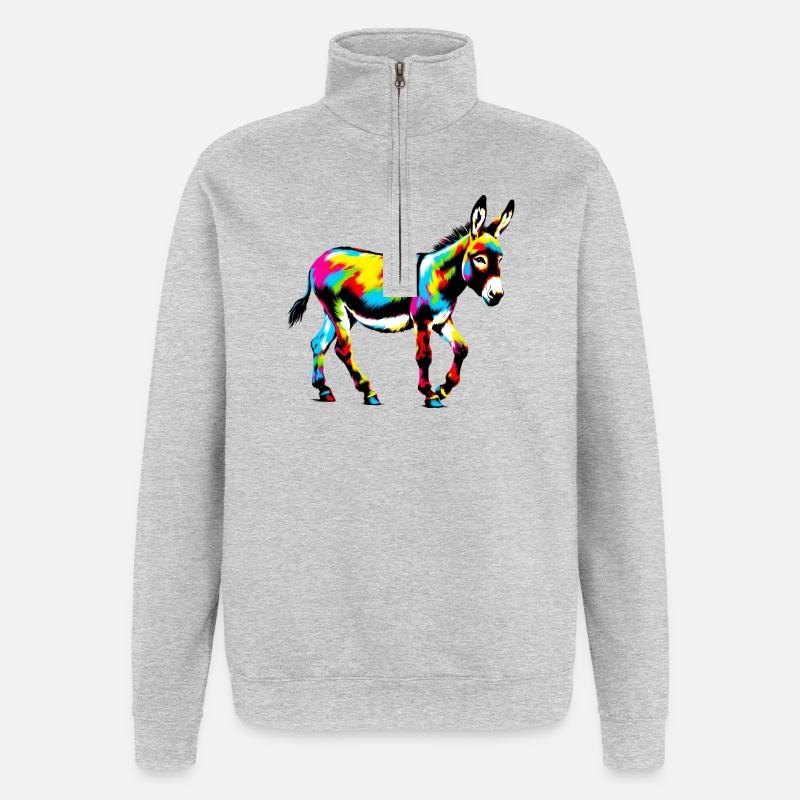 Esel-Maultier - Quarter-Zip-Sweatshirt - Grau meliert