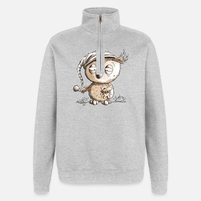 Kleine Nachteule Eule - Quarter-Zip-Sweatshirt - Grau meliert
