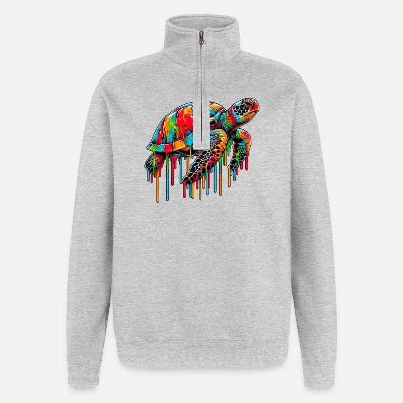 Schildkröte - Quarter-Zip-Sweatshirt - Grau meliert