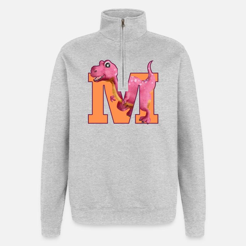 M- DINOSAUR, customizable - Quarter-Zip Sweatshirt - heather grey